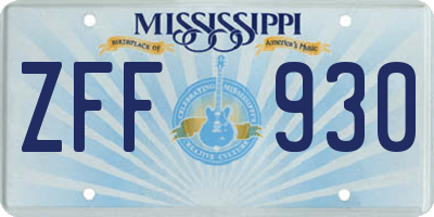 MS license plate ZFF930