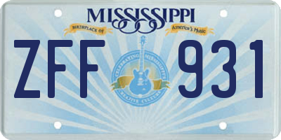 MS license plate ZFF931
