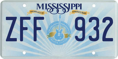 MS license plate ZFF932