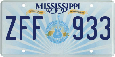 MS license plate ZFF933
