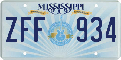 MS license plate ZFF934