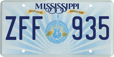 MS license plate ZFF935