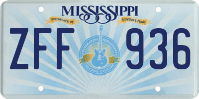 MS license plate ZFF936