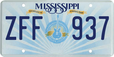 MS license plate ZFF937