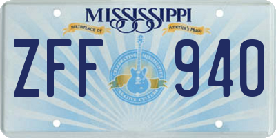 MS license plate ZFF940