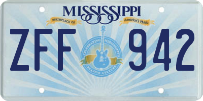MS license plate ZFF942