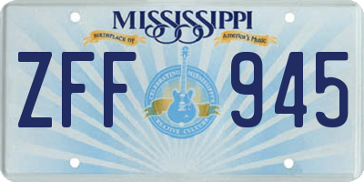 MS license plate ZFF945