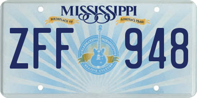 MS license plate ZFF948