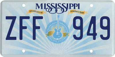 MS license plate ZFF949