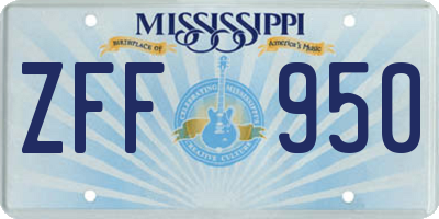 MS license plate ZFF950