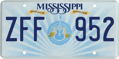 MS license plate ZFF952