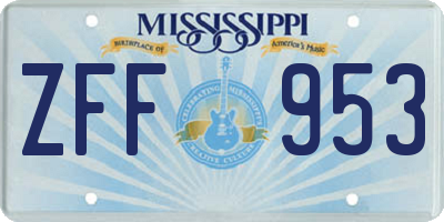 MS license plate ZFF953