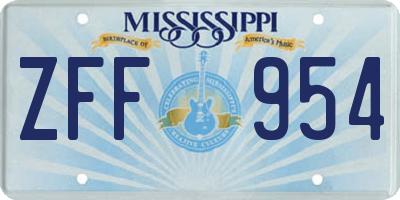 MS license plate ZFF954