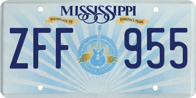 MS license plate ZFF955