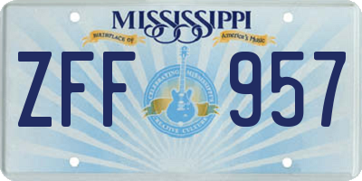 MS license plate ZFF957