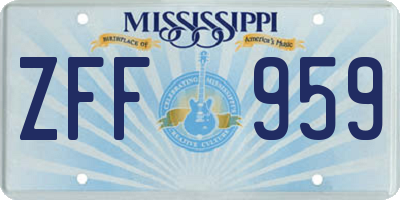 MS license plate ZFF959