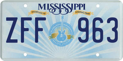 MS license plate ZFF963
