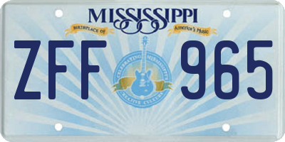 MS license plate ZFF965