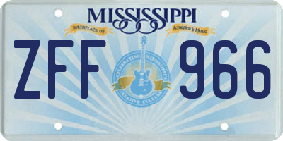 MS license plate ZFF966