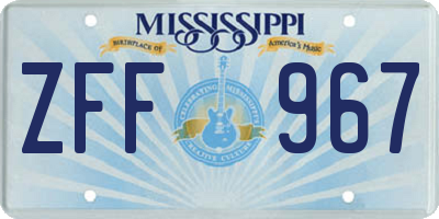 MS license plate ZFF967