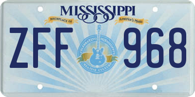 MS license plate ZFF968