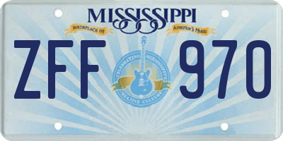 MS license plate ZFF970