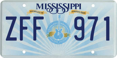 MS license plate ZFF971