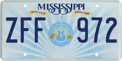 MS license plate ZFF972