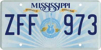 MS license plate ZFF973