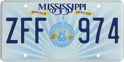 MS license plate ZFF974