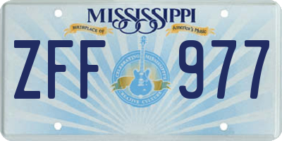 MS license plate ZFF977