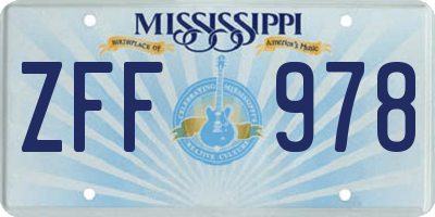 MS license plate ZFF978