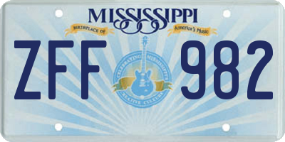 MS license plate ZFF982