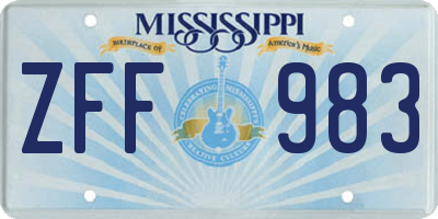 MS license plate ZFF983