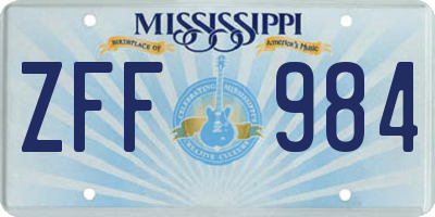 MS license plate ZFF984