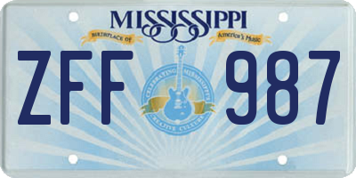 MS license plate ZFF987