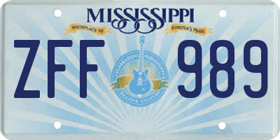 MS license plate ZFF989