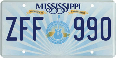 MS license plate ZFF990