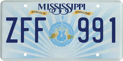 MS license plate ZFF991