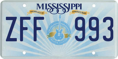 MS license plate ZFF993