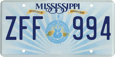MS license plate ZFF994