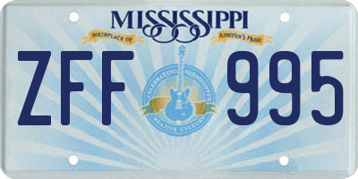 MS license plate ZFF995