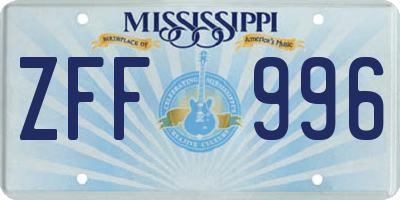 MS license plate ZFF996
