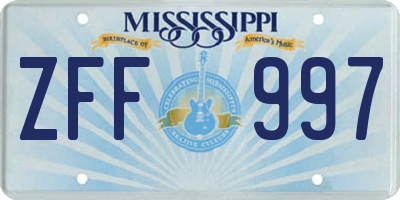 MS license plate ZFF997