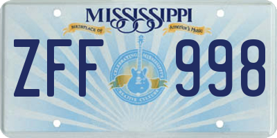 MS license plate ZFF998