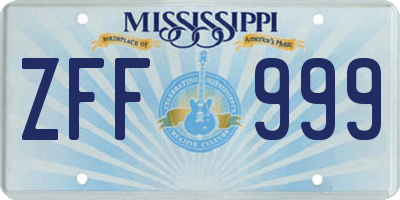 MS license plate ZFF999