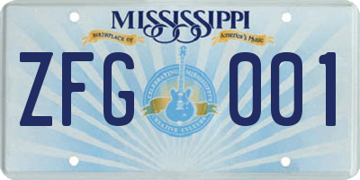 MS license plate ZFG001
