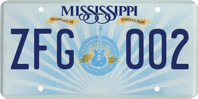 MS license plate ZFG002