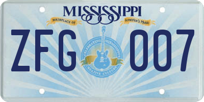 MS license plate ZFG007