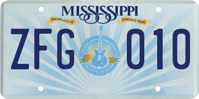 MS license plate ZFG010